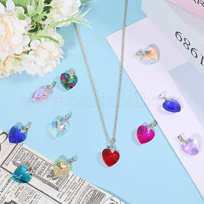 48шт 12 стиля стеклянные подвески в форме сердца PALLOY-GO00029-1