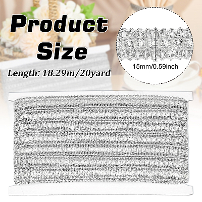 Металлизированная кружевная отделка из полиэстера SRIB-WH0011-180C-02-1