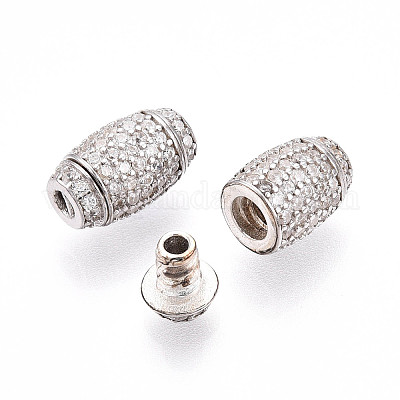 925 серебряная микро-паве прозрачные кубические цирконии европейские застежки STER-T007-143P-1