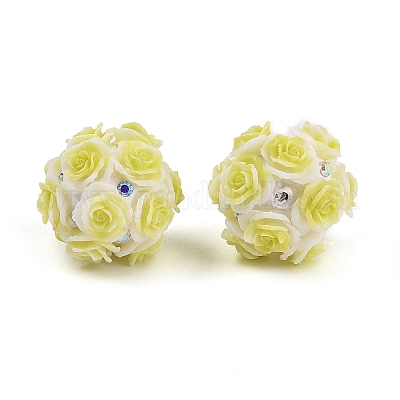 Акриловые светящиеся бусины ручной работы из полимерной глины со стразами CLAY-H003-07-1