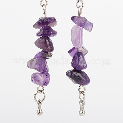 Оборванных серьги аметист кластера EJEW-JE01524-02-1
