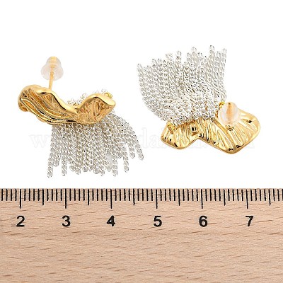 Серьги-гвоздики с кисточками из латуни в форме крыла бабочки для женщин EJEW-U055-16GS-1