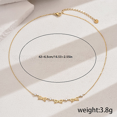 Ожерелья с подвеской-бантом из нержавеющей стали с кубическим цирконием CS5685-4-1