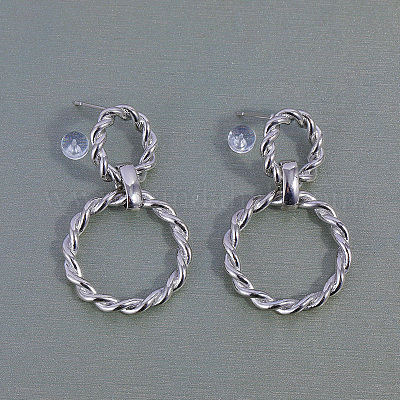 Витые двойные круглые серьги-гвоздики из латуни YE9789-1