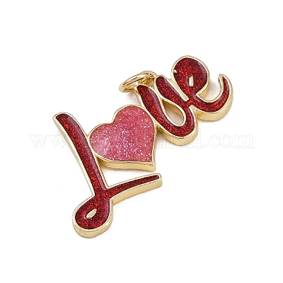 Подвески из латуни с эмалью на тему «слово любви» KK-B150-19G-02-1