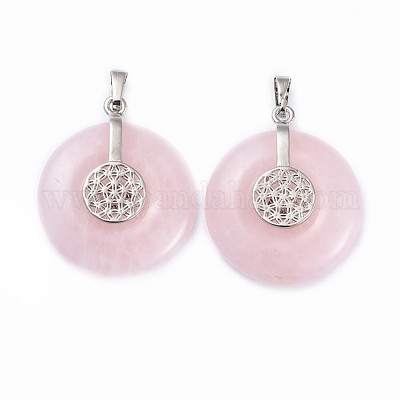 Природного розового кварца подвески G-F640-C03-1