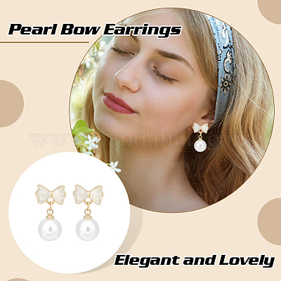 4 пара двух стилей сережек-гвоздиков с бантом из сплава EJEW-AN0004-93-1