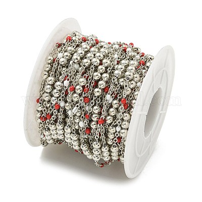 Цепочка из латунных эмалевых круглых бусин CHC-G022-07P-14-1