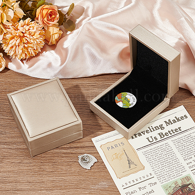 Прямоугольные подарочные коробки для хранения значков из искусственной кожи CON-WH0085-91-1