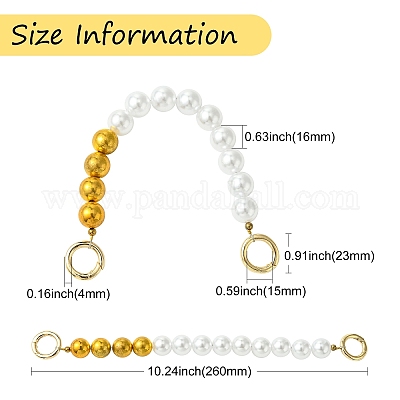 Пластиковые удлинительные цепочки для сумок с бусинами из искусственного жемчуга&nbsp;FIND-CJ00003-1