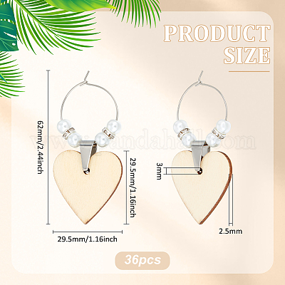 Деревянное сердце бокал для вина AJEW-AB00182-1