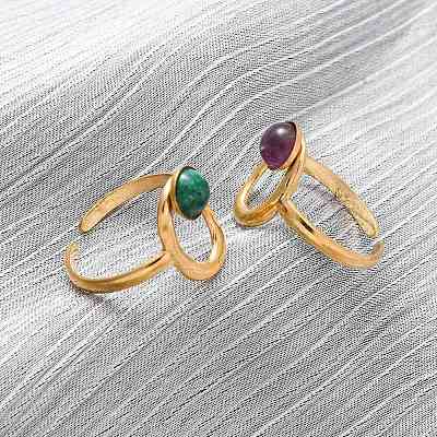 Регулируемые открытые манжетные кольца из нержавеющей стали 304 RJEW-A071-12G-1