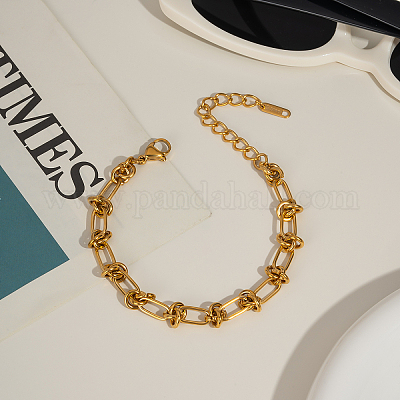 Браслеты-цепочки с овальными и узловыми звеньями из нержавеющей стали для унисекс LF3884-2-1