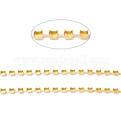 50 м прямоугольные цепочки из латуни со стразами CHC-C024-01C-G-1