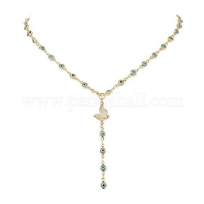 Комплекты из серег и ожерелий ручной работы с элементами лэмпворка от сглаза и латунной фурнитурой SJEW-JS01350-02-1