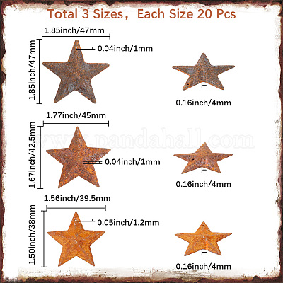 60 шт. 3 стиля звездные ржавые железные большие подвески IFIN-GF0001-13B-1