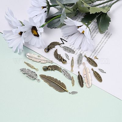 Смешанный цвет пера тибетском стиле сплава подвески TIBEP-MSMC021-31-1