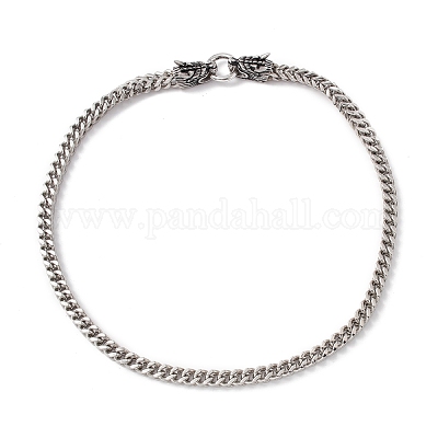 Не тускнеющее ожерелье из цепочек из нержавеющей стали 304 с застежками в виде дракона для мужчин и женщин NJEW-E155-05P-1