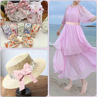 1 рулон полиэстеровых лент с цветочным принтом SRIB-CY0001-11-1