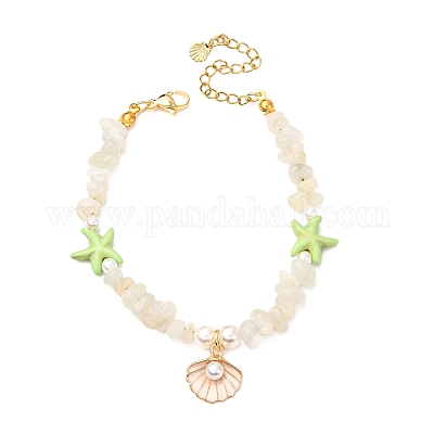 Браслеты из бусин из натурального лунного камня BJEW-JB12413-01-1