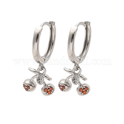 Латунные кубических серьги циркония обруч EJEW-Q015-01P-B-1