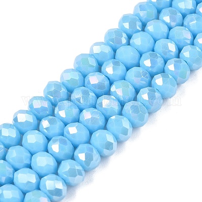 Стеклянные бусины с гальваническим покрытием  EGLA-A044-P6mm-B08-1