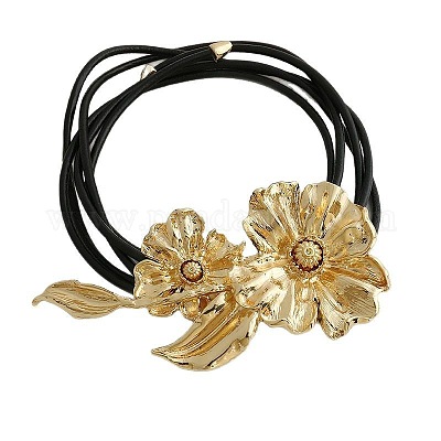 Ремни-цепочки с цветочным узором из черного искусственного кожзаменителя с завязками-шнурками для женщин FS-WG8A29A-01-1