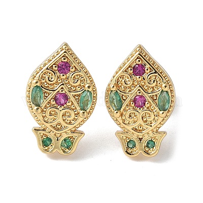 Серьги-гвоздики из латуни с микроцирконием KK-S516-01G-1