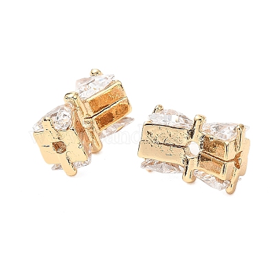 Латунные микро проложить кубического циркония бусы KK-A259-05G-1