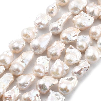 Нити натуральных бусин с ядровым жемчугом PEAR-B004-15C-04B-1