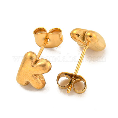 Серьги-гвоздики из нержавеющей стали 304 с буквами для женщин EJEW-G386-01K-G-1