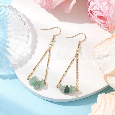 Серьги-подвески из нержавеющей стали 304 с натуральными камнями EJEW-JE06010-1