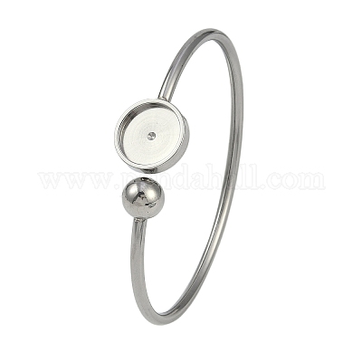 Заготовки для браслетов из нержавеющей стали 304 с плоским круглым подносом STAS-Z088-01P-05-1