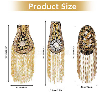 6 шт. 3 стиля модных эполет с кисточками AJEW-GL0002-25-1