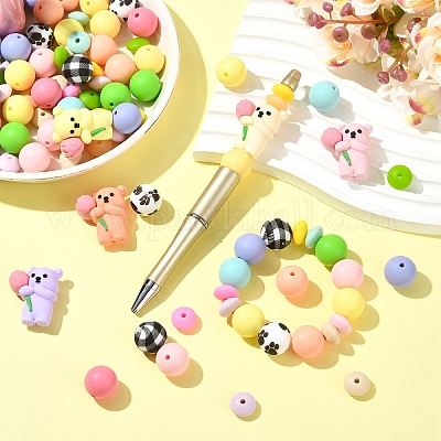 112шт 26 стиля силиконовые бусины&nbsp;SIL-YW0002-37-1