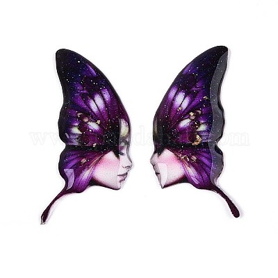 Крылья бабочки из эпоксидной смолы с кабошонами в виде женского лица RESI-N045-05A-1