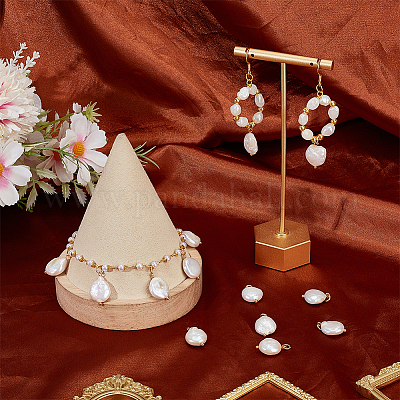 16 шт. плоские круглые подвески из натурального жемчуга Кеши PALLOY-BC00004-1