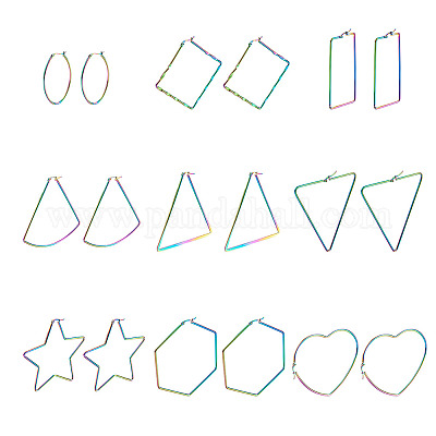 9 пара серег-колец геометрической формы из нержавеющей стали 304 в двух стилях STAS-FW0001-21-1