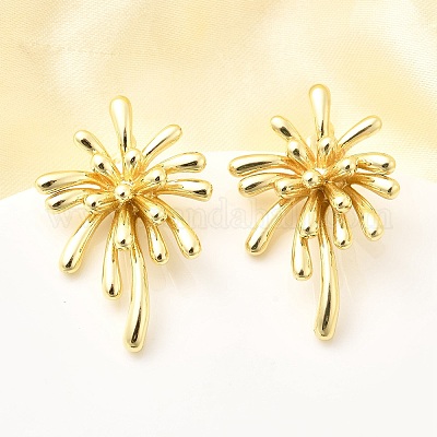 Серьги-гвоздики в виде цветка из латуни EJEW-H171-02B-G-1