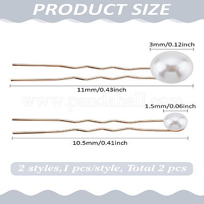 2 шт. 2 стиля цинковый сплав и АБС жемчужная шпилька для волос&nbsp;OHAR-LP0002-14-1