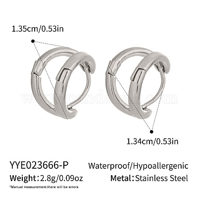 Двухслойные серьги-кольца из нержавеющей стали в форме буквы С FC1759-2-1