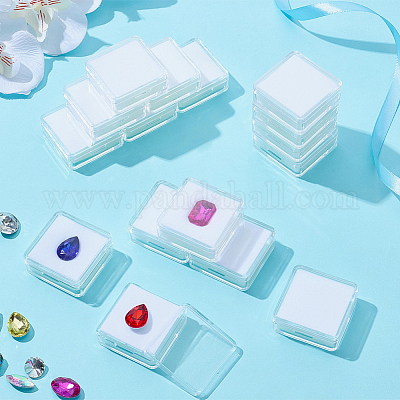 Квадратные коробки для хранения драгоценных камней из пластика PS CON-WH0095-140A-01-1