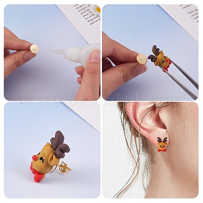 80 шт. 4 шт. фурнитуры для сережек-гвоздиков из нержавеющей стали 202 со штифтами из нержавеющей стали 304 STAS-SZ0002-03-1