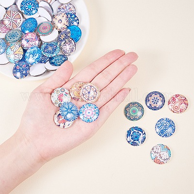 Печатные стеклянные кабошоны&nbsp;GGLA-PH0005-25mm-001-1