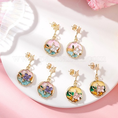 3 пара серег-гвоздиков из сплава с эмалью EJEW-JE06678-1