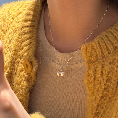 Ожерелья с подвеской из стерлингового серебра с бантом 925 для женщин NJEW-F338-04S-1