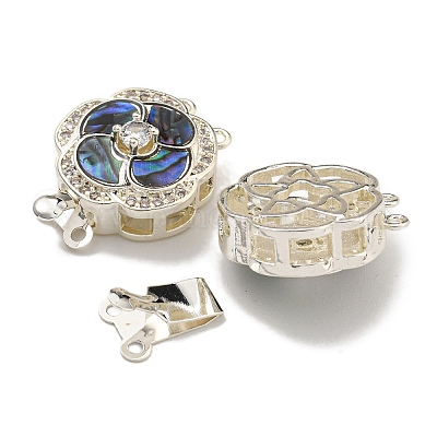 Латунные микро проложить кубического циркония ящик с застежками KK-U037-39P-1