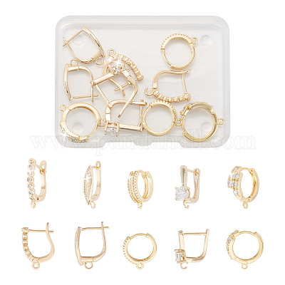5 пара 5 стильных латунных серег-кольцов с микропаве из прозрачного кубического циркония KK-TA0001-17-1