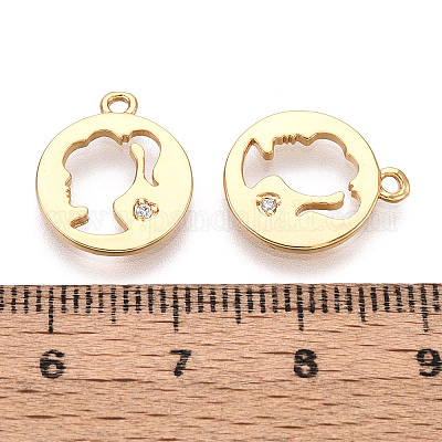 Латунные микропаве прозрачные подвески с фианитом KK-T078-09G-01-1