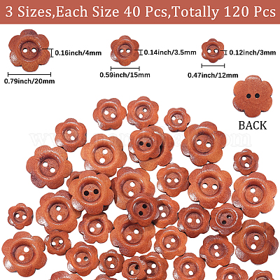 120 шт. 3 стиля деревянных пуговиц с 2 отверстиями DIY-CY0001-89-1